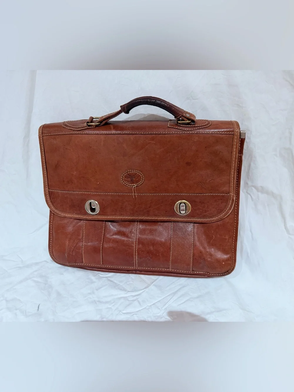 Vintage Classic Brown Cow Leather Briefcase - made in Brazil